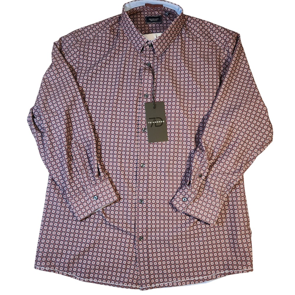 7 Diamonds Mens XXL Liberty Floral Print 4-Way Stretch‎ Button Down Shirt